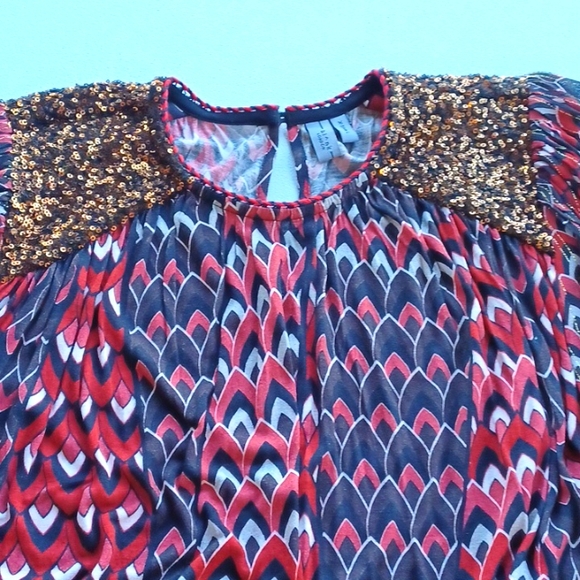 Anthropologie Bl-nk London Sequin Embellished Blouse, Size xs, red, black... - Picture 3 of 9